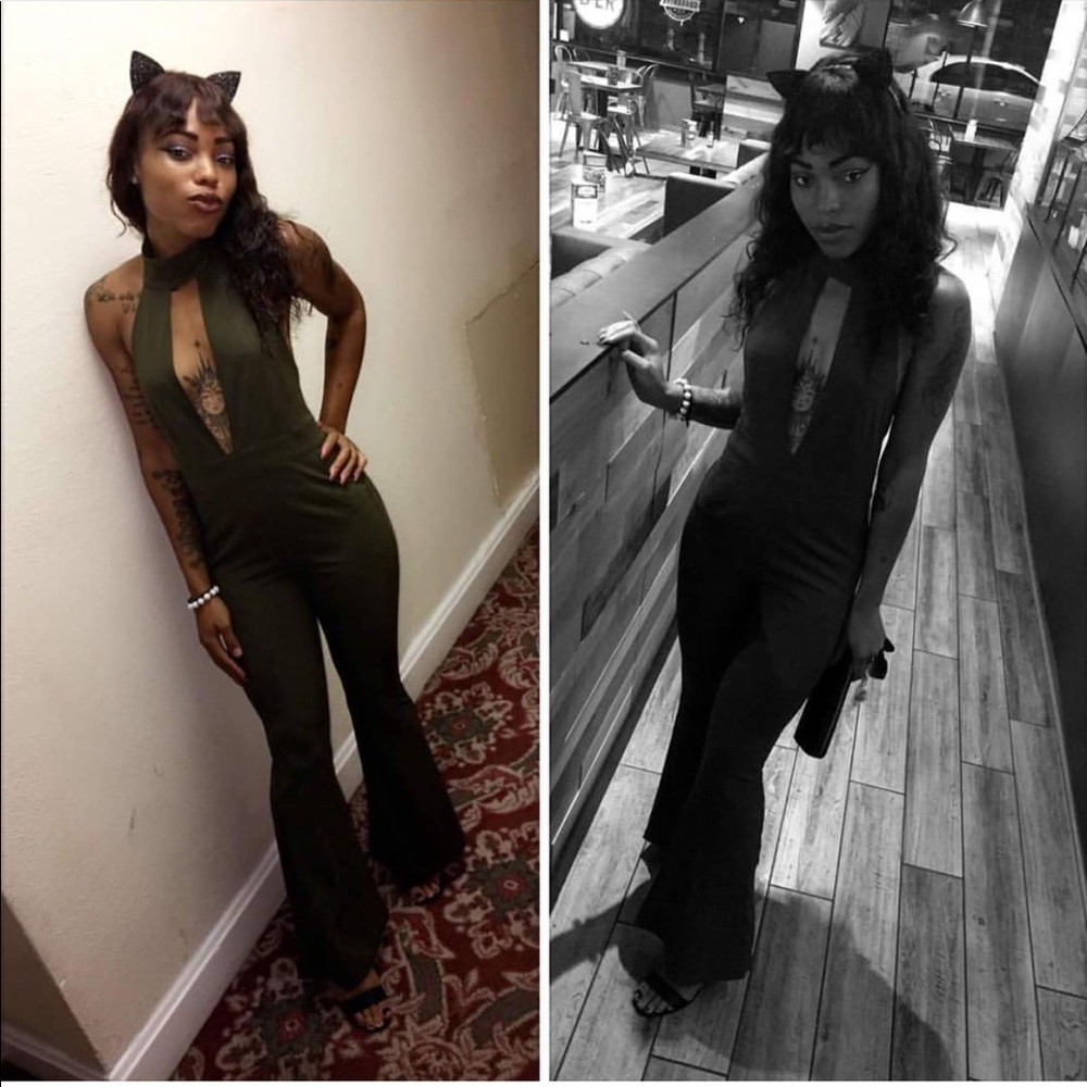 Olive Green Open-Front Jumpsuit